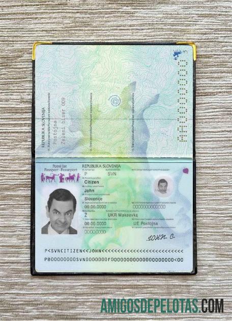 Foto do passaporte da Eslovênia amostra